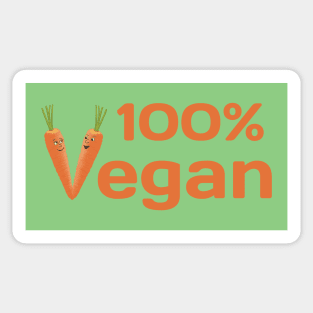 100% Vegan – carrots with cartoon faces Sticker